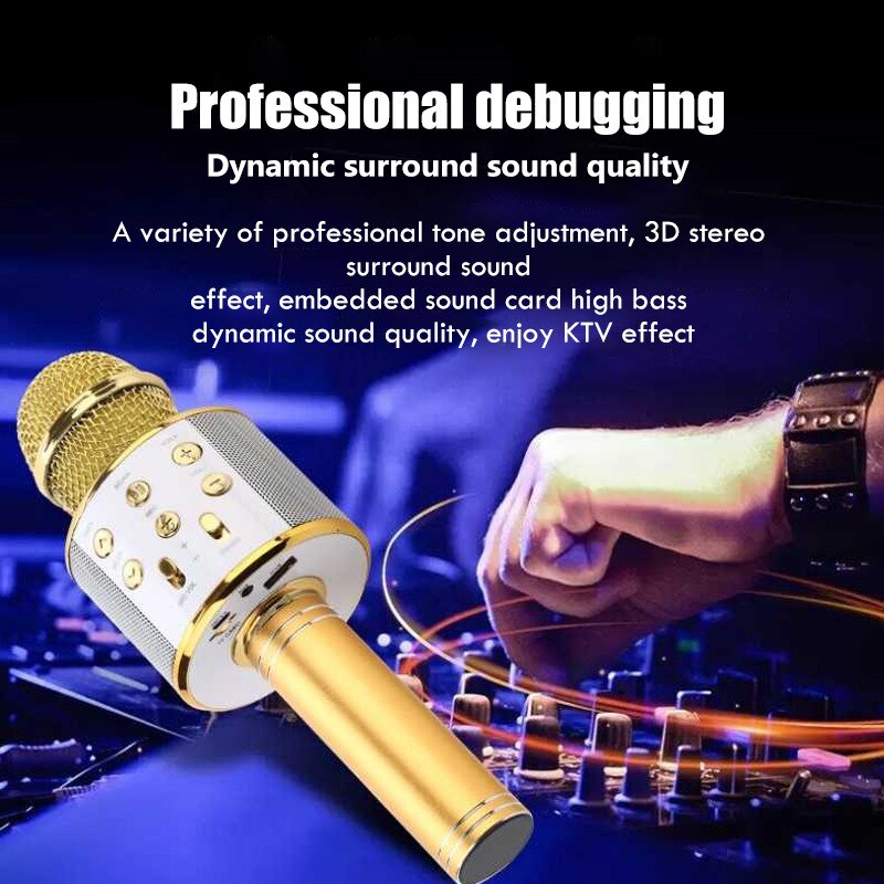 BUFLOIK microfono Wireless Bluetooth professionale microfono Karaoke portatile USB Mini Home KTV per lettore musicale registratore di canto Mic