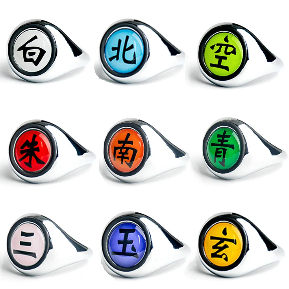 Naruto Akatsuki Rings Headbands Anime Figure Itachi Cosplay Ring Accessories Props Jewerly Christmas Party