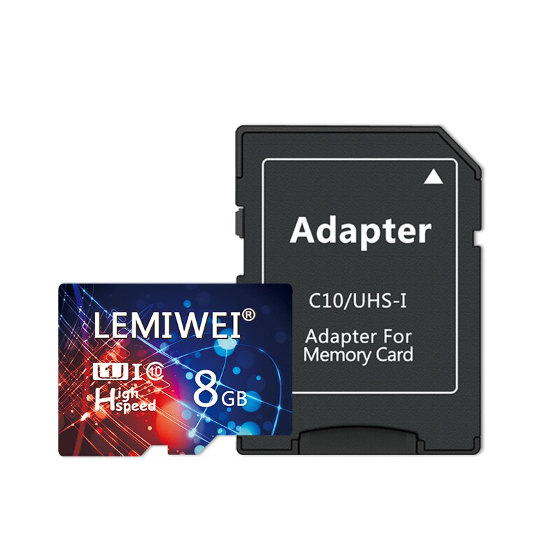 Lemiwei High Speed TF Card 64GB 32GB 16GB 8GB UHS-I Class 10 Memory Card Transflash Card 128MB Storage Card For Smartphone: 8GB-Adapter