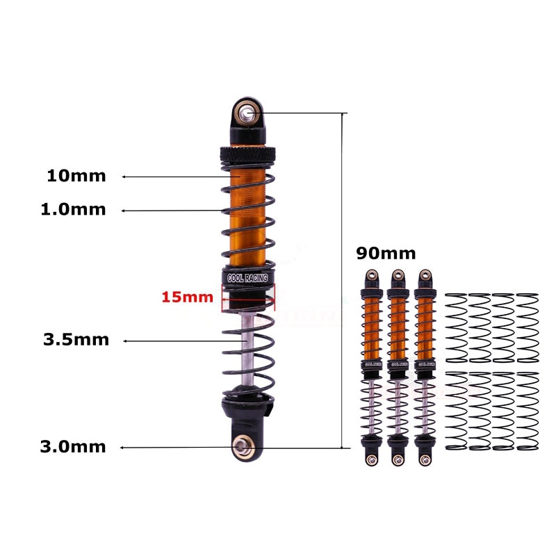 4PCS RC Rock Crawler Metal Shock Absorbers - 70-120mm - for AXIAL SCX10 D90 CC01 TRX-4 Trucks