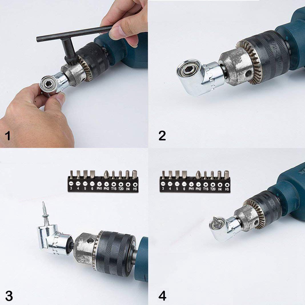 3X Angle Screwdriver Adapter Screwdriver Flexible Shaft Accessory Set Screwdriver 295 mm Flexible Shaft (Hexagonal Handle)
