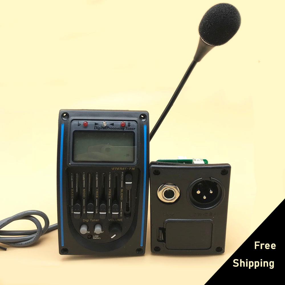 LC-5 5 Bands Akoestische Gitaar Pickup EQ Voorversterker LCD Tuner Piezo Pickup Equalizer Systeem met Microfoon