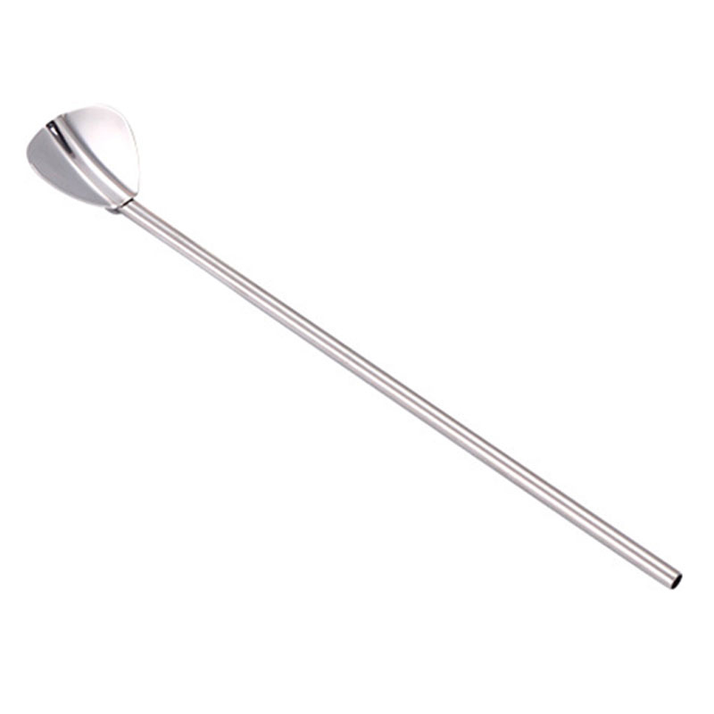 Cuillère à café en paille en acier inoxydable | Longue et créative pailles à boire écologiques offre des pailles en métal spéciales de: silver
