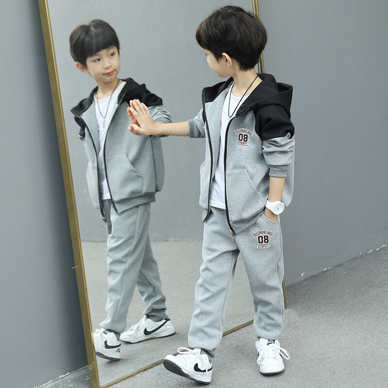 2022 Teen Boys Clothes Set Kids Tracksuit Patckwork Cotton Hoodies+ Pants Children Clothing Boy Sportswear 08