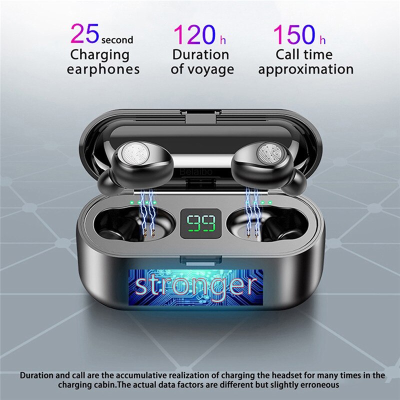 Draadloze Hoofdtelefoon Bluetooth Headset Tws Hifi In-Ear Oordopjes Met 2500Mah Opladen Box Mini Oortelefoon Met Microfoon Voor telefoon