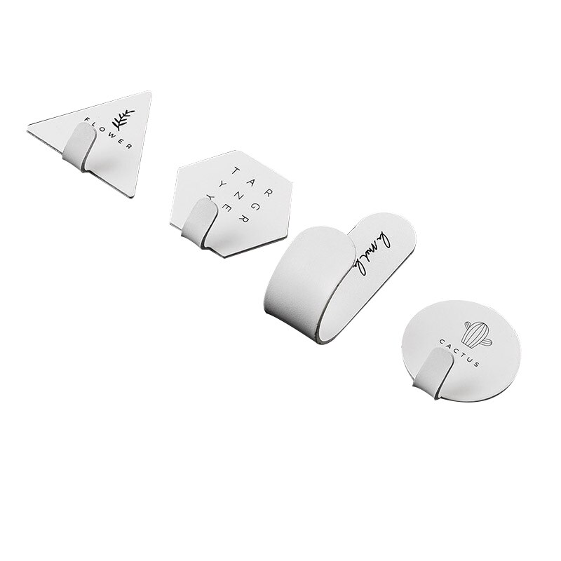 Juego de 4 unidades de ganchos de pared decorativos, soporte geométrico para llave, gancho colgador para puerta montado en pared para la pared, ganchos de toalla de Metal para cocina y baño: White