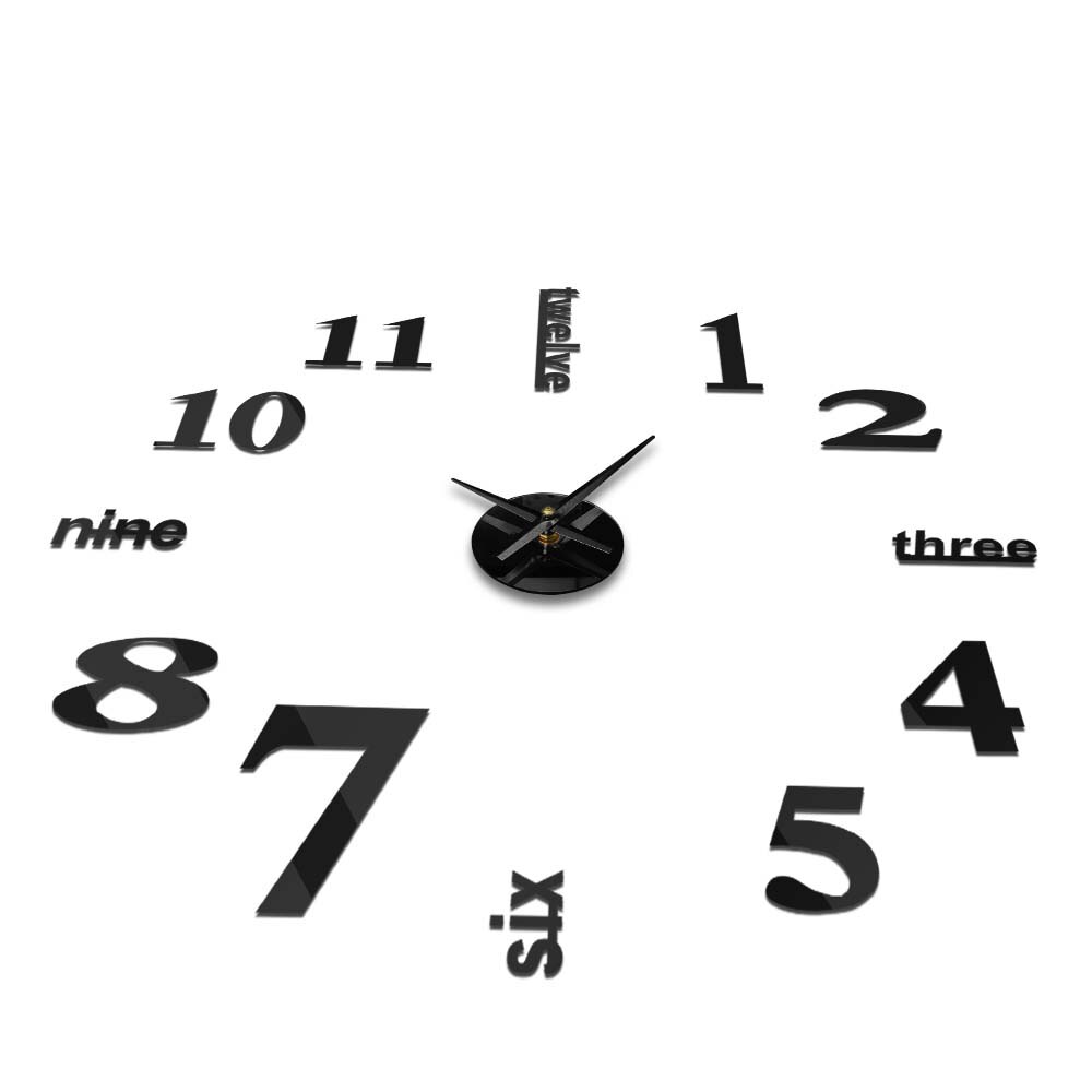 DIY Quiet Luminous Wall Clocks Wall Watch English Alphabet Number Horloge 3D DIY Acrylic Mirror Stickers Quartz Duvar Saat Klock
