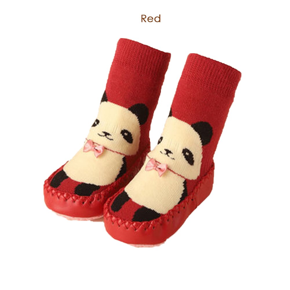 Infant Baby Girl Boy Toddler Anti-slip Warm Slippers Socks Cotton Anti-slip Crib Shoes Warm Soft Socks: Red / 12cm