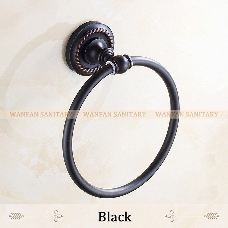 Pierścienie ręcznikowe antyczny mosiądz uchwyt montowany na ścianie uchwyt na ręczniki półka robić wanny wieszaki na ręczniki przechowywanie akcesoria łazienkowe wieszak na ręczniki HJ-1307: czarny