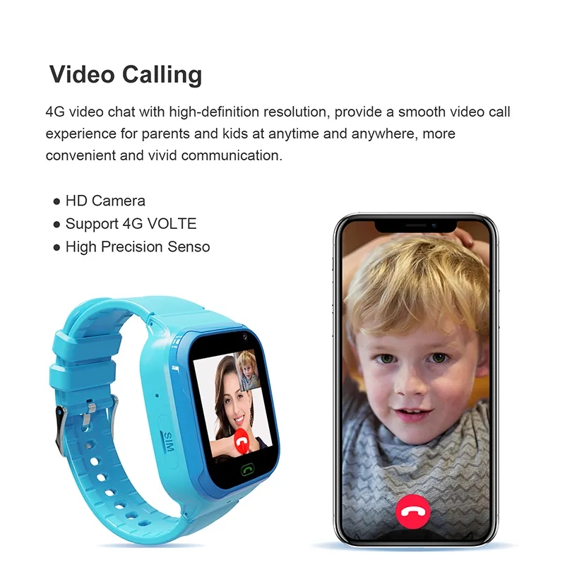 Per Xiaomi 4G Smart Kids Watch SOS Localizzazione GPS Fotocamera Sim Card Videochiamata Orologio telefonico Localizzatore GPS Smartwatch bambino impermeabile