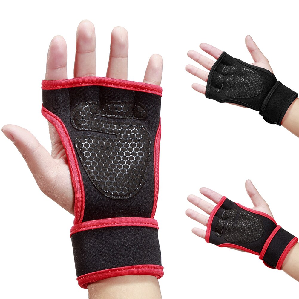2Pcs Unisex Nonslip Weight Lift Fitness Training Hand Palm Grip Protector Gloves