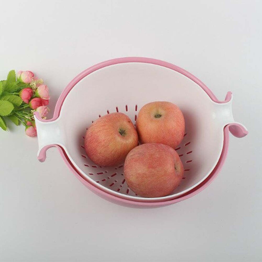 2-in-1 Kitchen Strainer Colander and Bowl Sets Large Washing Bowl and Strainer Detachable Colanders Strainers Set (Purpl