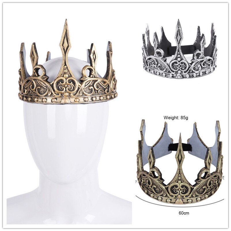 Corona de reyes medievales de espuma de PU 3D, rey Medieval, tocados de Corona real, tocado antiguo, Corona vikinga, Hombre, traje de rey Up