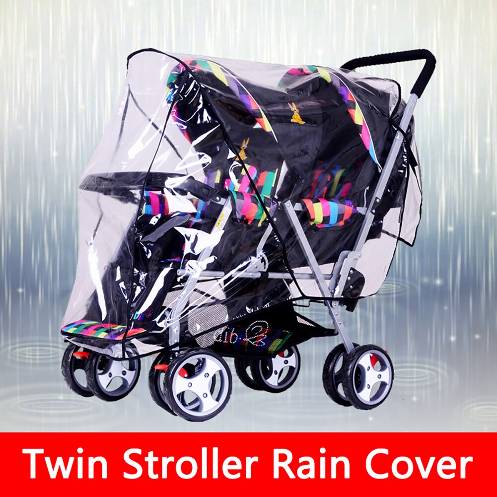 Stroller Accessories Double Stroller Rain Cover Tandem Stroller Raincoat Baby Weather Shield Universal Size Waterproof Windproof
