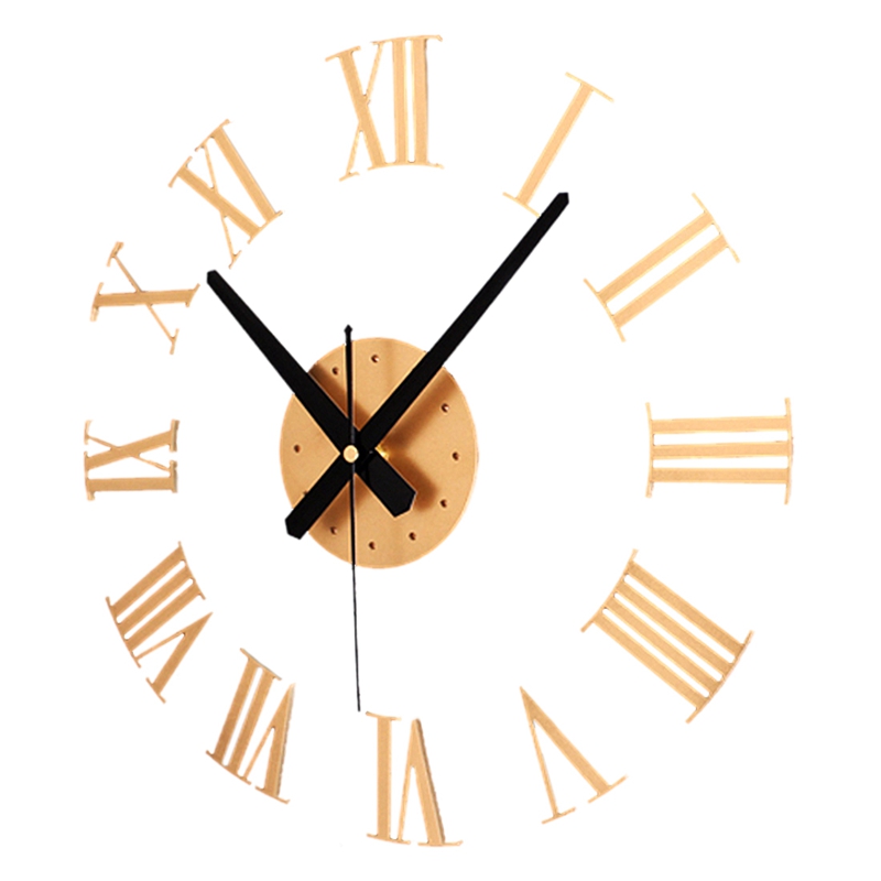 DIY Luxury 3D Roman Numerals Wall Clock Large Size Home Decoration Art Clock: Default Title
