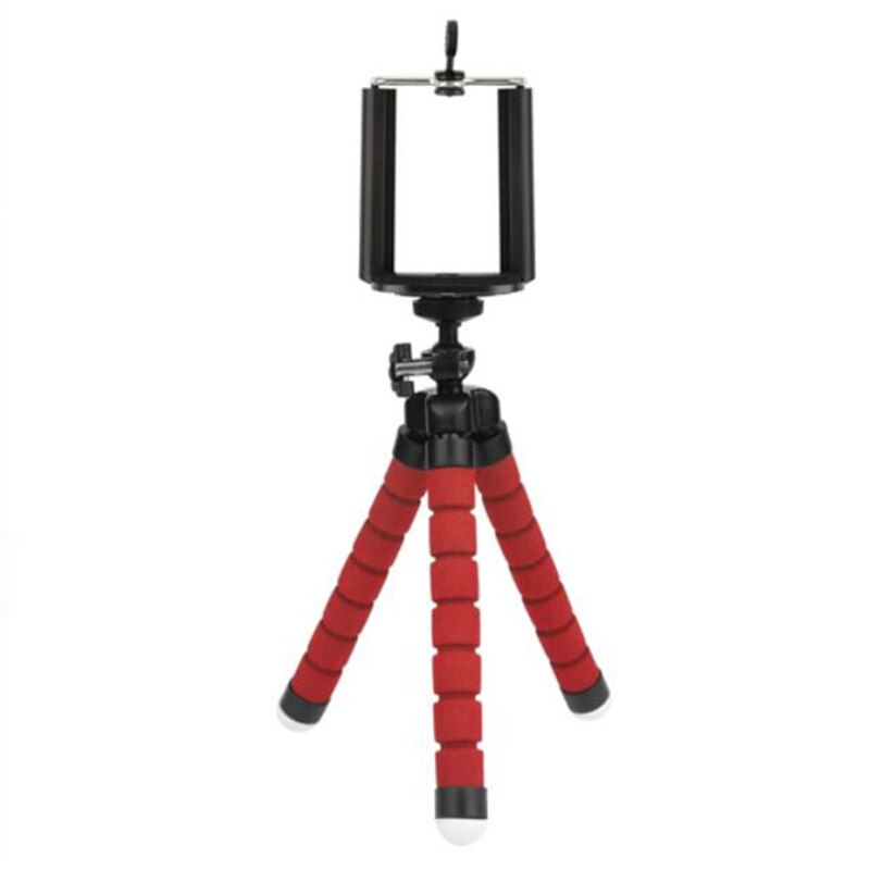 Phone holder Tripods phone Mobile camera desk holder Flexible Octopus Smart phone Tripod For iPhone 11 Pro Max Samsung Xiaomi: red and clip