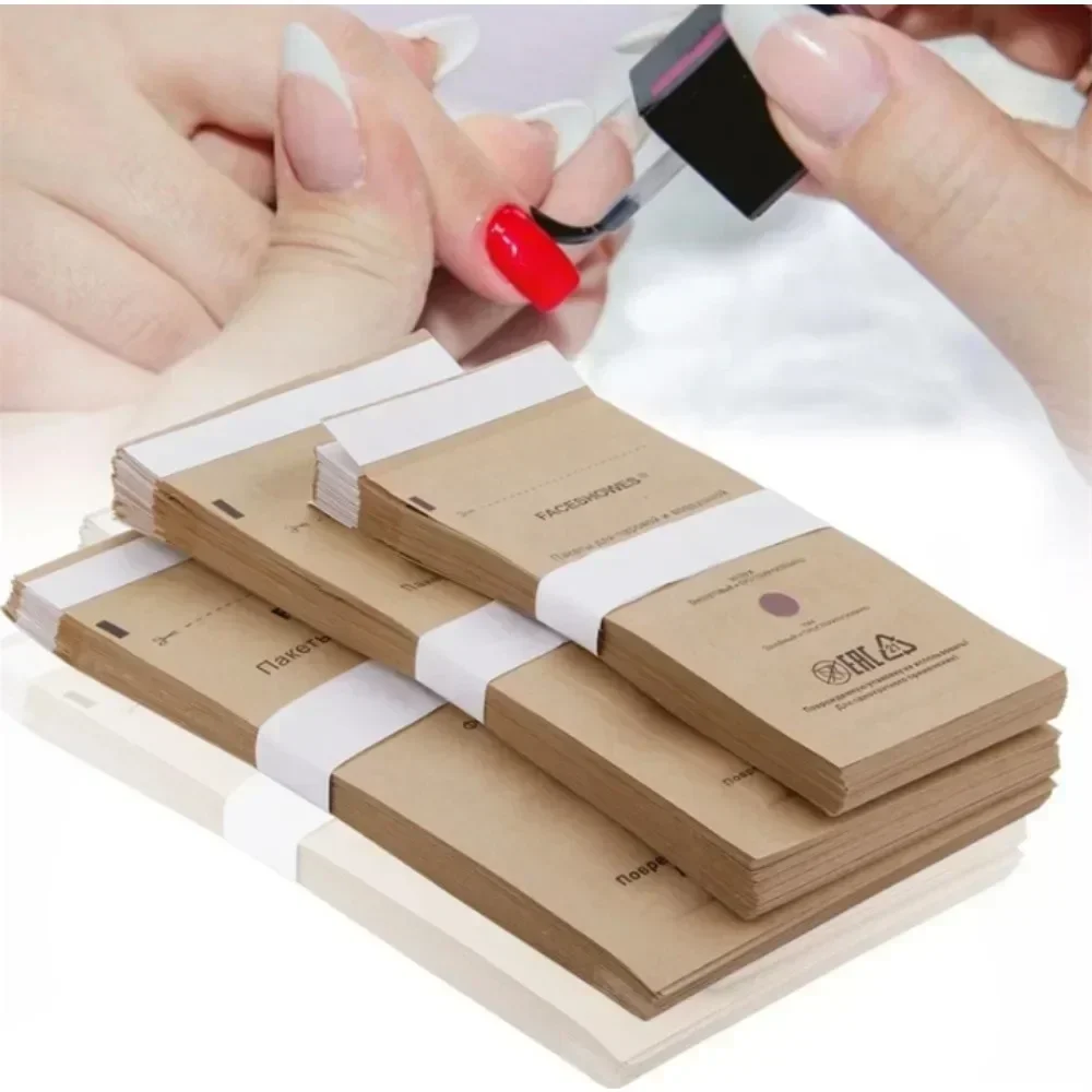 100Pcs Maniküre Kraft Taschen Nail art Sterilisator Nägel Sauber Sterilisation Tasche Einweg Maniküre Liefert UV Desinfektion Werkzeuge