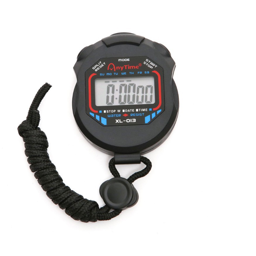 Waterproof Digital Stopwatch Chronograph Alarm 24H Clock Handheld LCD Sports Stopwatch Timer Stop Watch With String for Sports