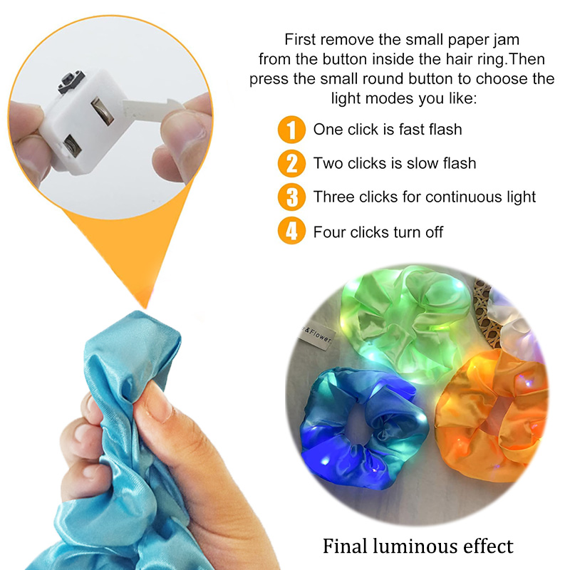 Popular parpadeante iluminado chica lazo para el cabello LED luminoso chica Scrunchies mujeres brillante Scrunchy cuerda para el cabello accesorios para el cabello