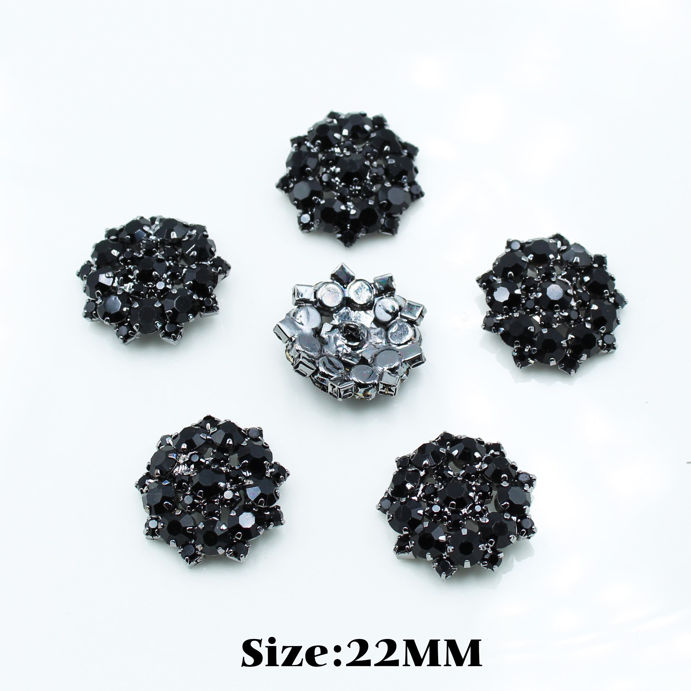 10Pcs 22MM All Black metal Rhinestone Buttons Shan... – Grandado