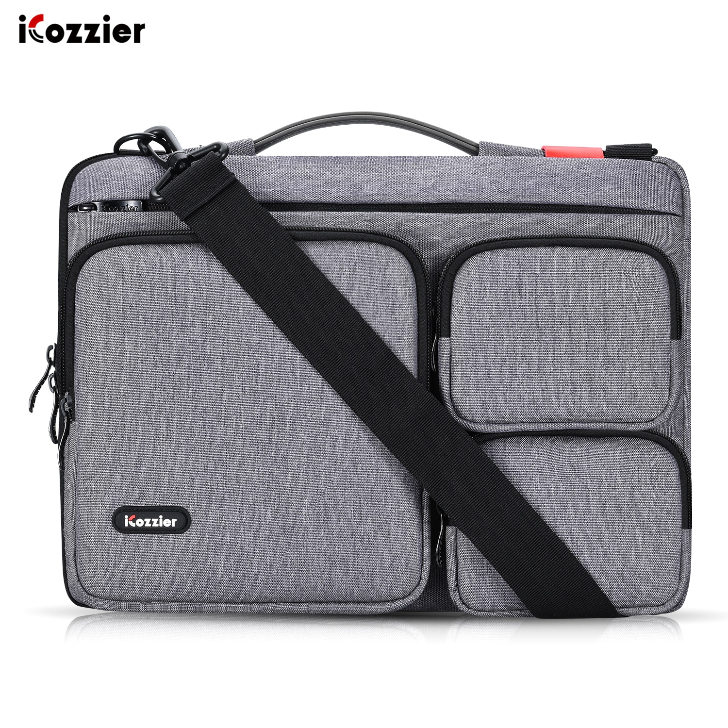 Icozzier 13.3/15.6 inch laptophoes met drie zijvakken, handvat en schouderband / laptoptas voor 13/15 inch ultrabooks