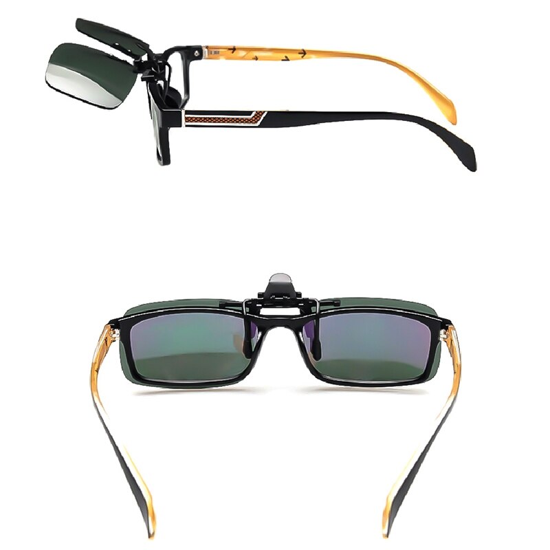 BETSION Polarized Clip-On Sunglasses – Gold Frame Grey Lens – UV400 Night Vision Option - View #2