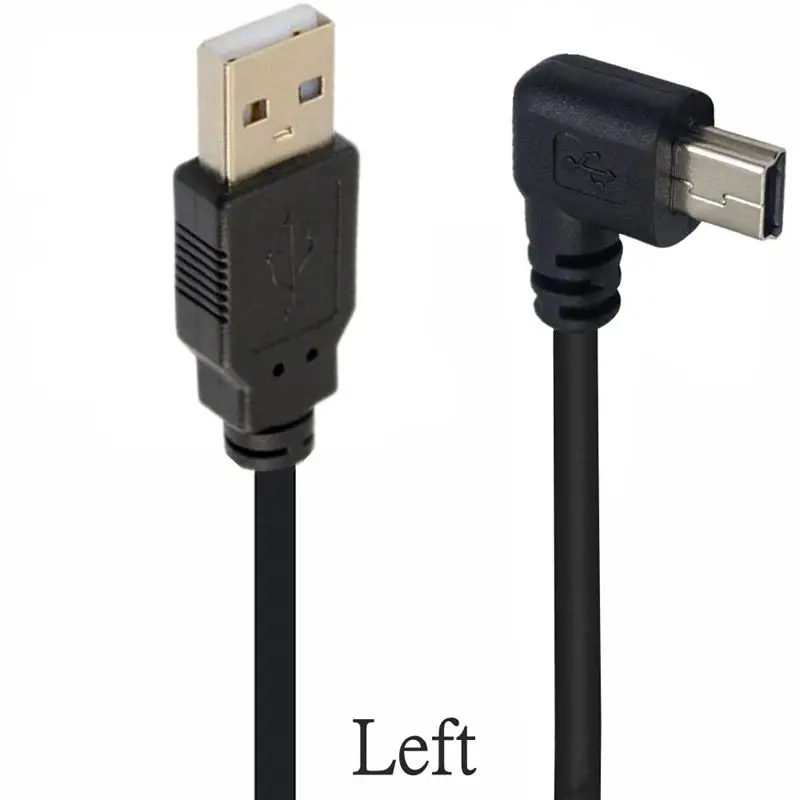 Mini USB 90 Graden Kabel UP Down Links Haaks USB 2.0 NAAR Mini USB 5pin Snelle Data Charger Kabel voor Camera MP4 Tablet GPS: Blauw / 0,25 m
