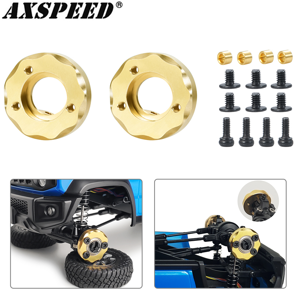 AXSPEED-Adaptador de cubo de rueda hexagonal de contrapeso de latón para coche teledirigido, amortiguador, torres, enlaces, neumáticos de goma para actualización de Kyosho Jimny 1/18