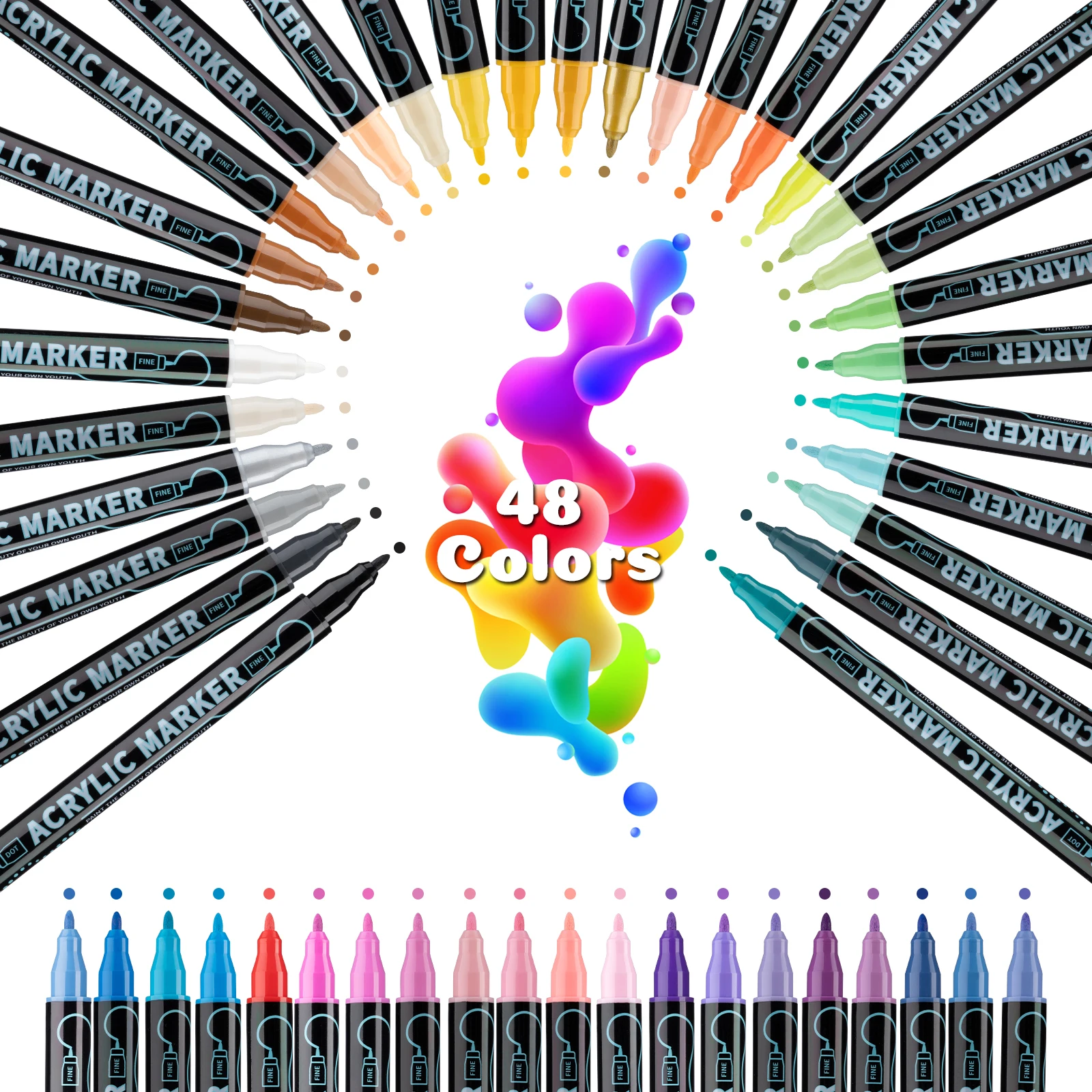 12–72 Farben Acryl-Gouache-Farbstifte, Pinsel-Zeichenmarker-einstellen für professionelle Künstler, freundlicher, Graffiti-Stoffmarker mit zwei Spitzen: Burgunderrot