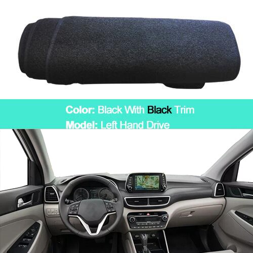 Cubierta de salpicadero de coche, Hyundai Tucson alfombrilla para , Protector para volante a la izquierda: Negro