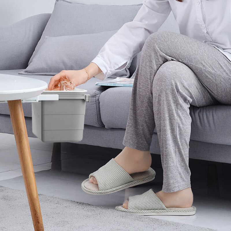 Self-adhesive Trash Can Hidden Retractable Office Desk Adhesive Dustbin Trash Can Garbage Folding Office Home Kitchen Trash Can