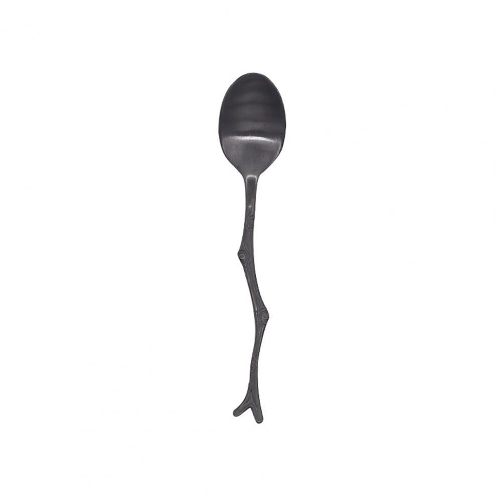 Dinner Knife Stainless Steel Dinner Spoon Anti-deform Multi-use Unique Practical Tree Branch Shape Dinner Spoon Table Fork: Black Spoon