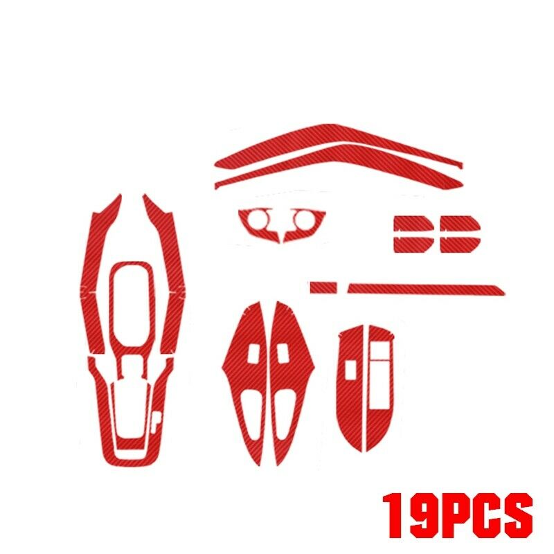 19PCS Carbon Fiber Red Car Interior Kit Cover Sticker For Toyota Corolla -20 Durable And Practical To Use