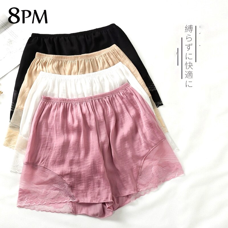 Summer Plus Size Short Sleep Bottoms Women Safety Shorts Satin Lace Shorts High Waist Short Sex Pants ouc122