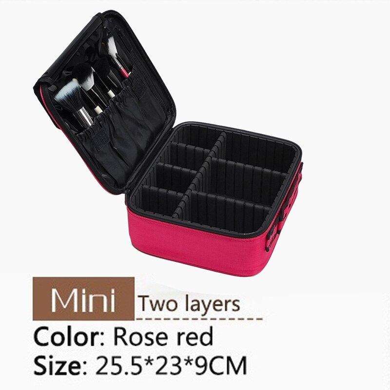 Bolsa de cosméticos para mujer, estuche de viaje para maquillaje , a la , para artista de maquillaje: pink mini 2 layers