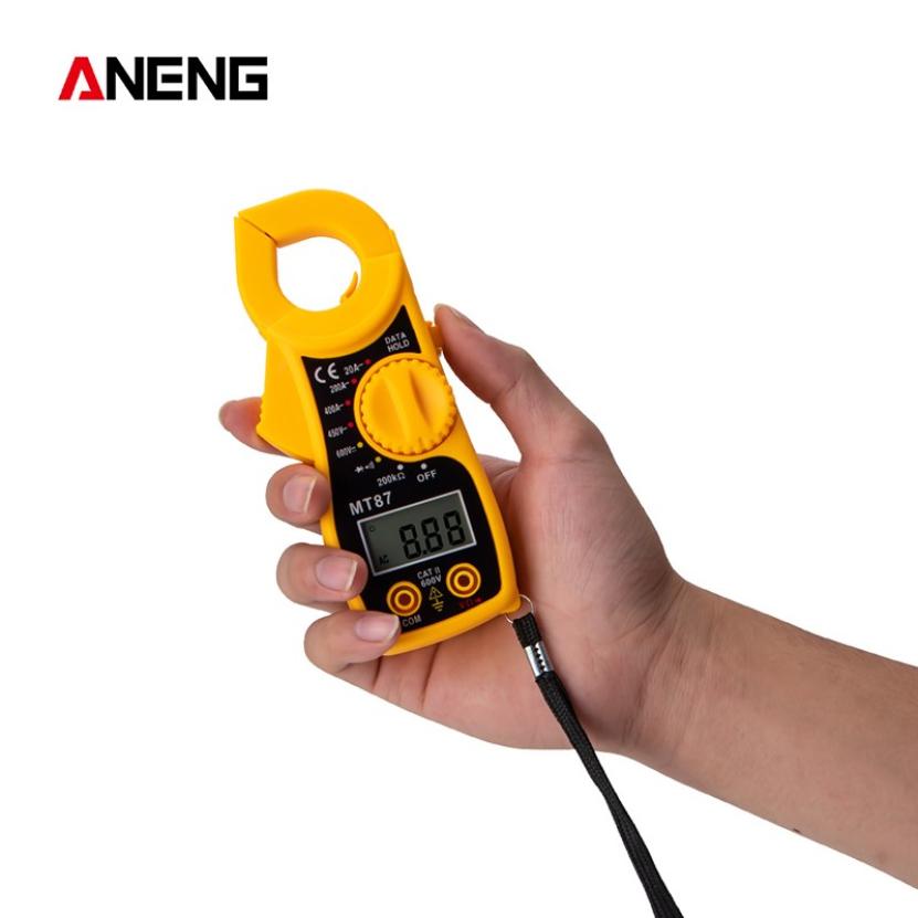 Mini Digital Clamp Multimeter with LED Display AC/DC Voltage Current Resistance Capacitance Transistor Tester Power Meter: Yellow