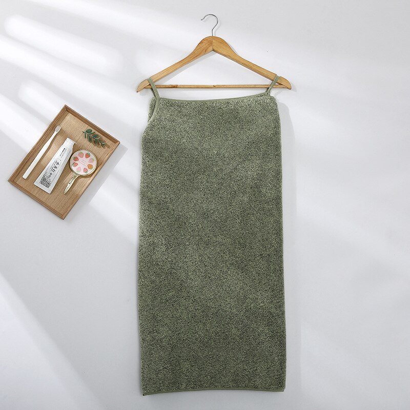 Solid Color Coral Fleece Wearable Microfiber Bathrobe Warm Woman Shower Soft Breathable Bath Towel for Adults: green