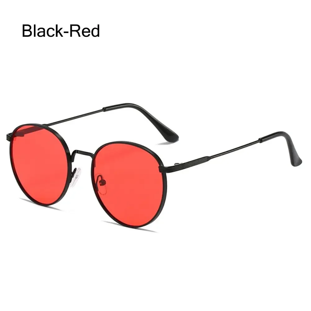 Gafas de sol redondas con protección UV para hombre y mujer, lentes de sol con montura de Metal, Estilo Vintage, accesorios de calle a la para verano: Gris