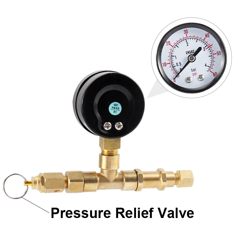 Medidor de válvula de fermentação de pressão de fermentação, carregador de co2 de 0-60psi com desconexão de bloqueio de bola de gás, taxa pressurizada de fermentação de controle