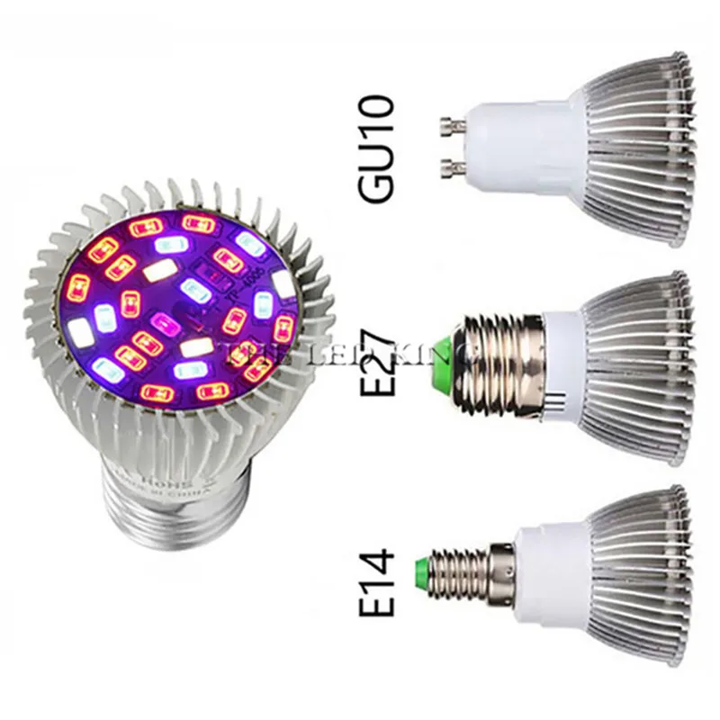 Grow light E27 Phyto Lamp 18W 30W 80W E27 GU10 Led Grows Light Full Spectrum Fitolamp Ac85-265V 5730 IR Uv Led Lamps For plants