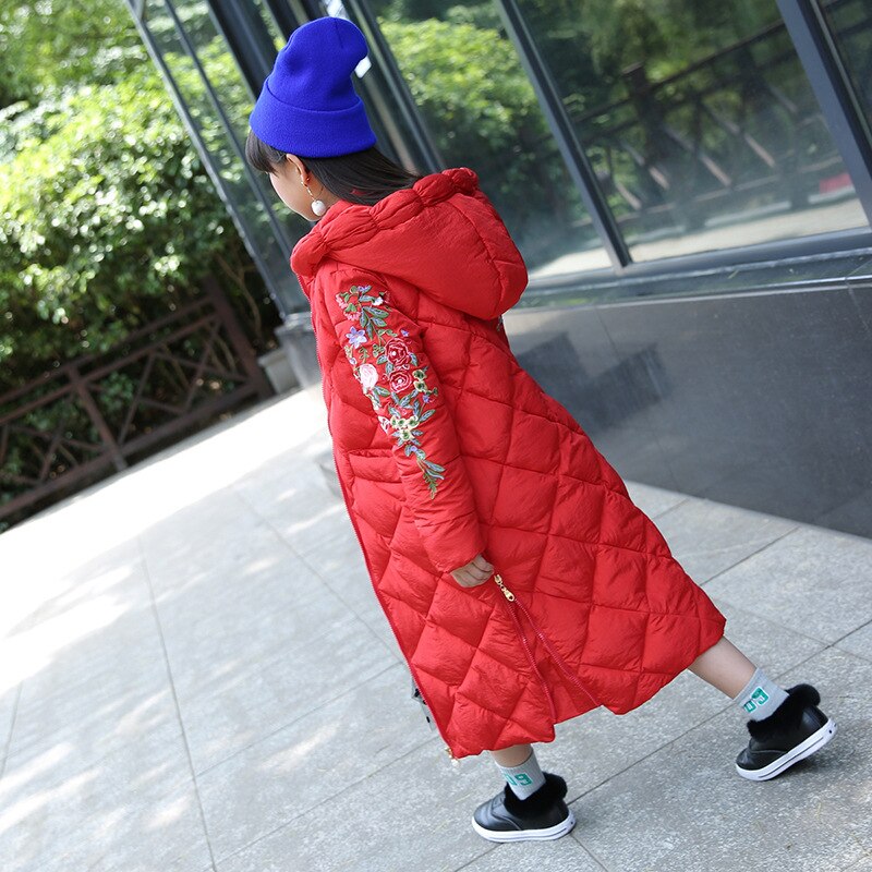 -30 ℃ Russian winter Girls cotton Outwear Coat Kids Lengthen long section coat big children thicking cotton jacket