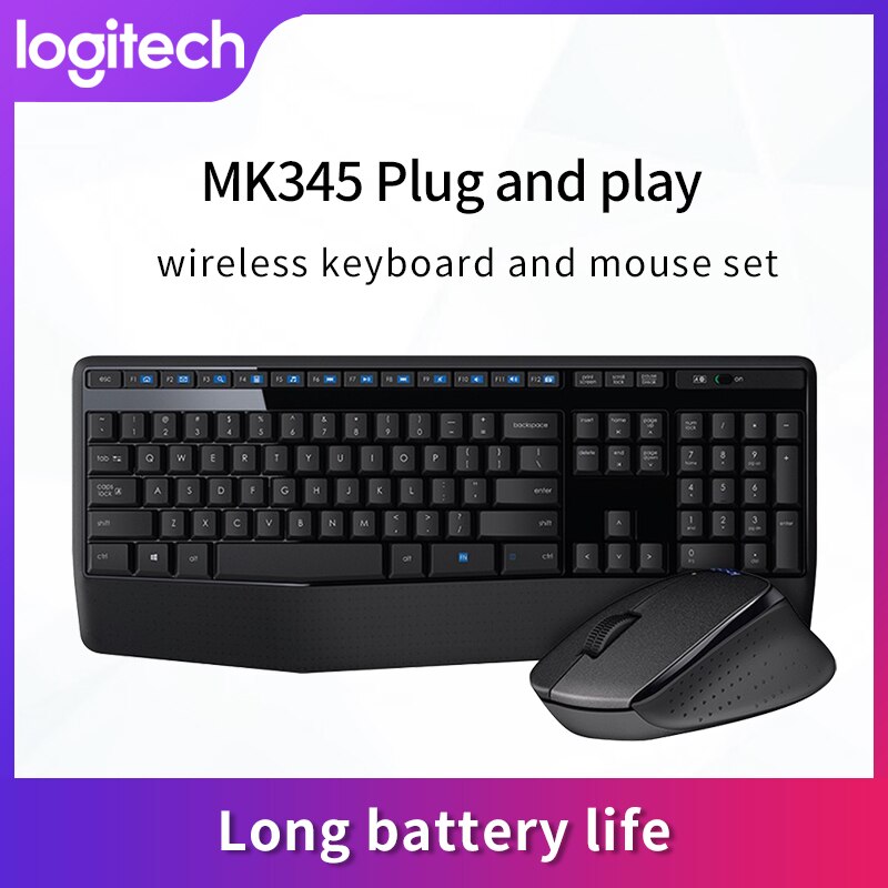 Logitech MK345 wireless Keyboard Mouse Combos Optical Ergonomic PC Laptop