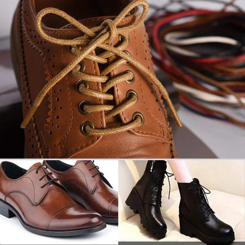 2 pares de cordones redondos finos encerados, cordones de zapatos de cuero, cordones de zapatos Unisex para botas y zapatos, 100cm/120cm/140cm/160cm