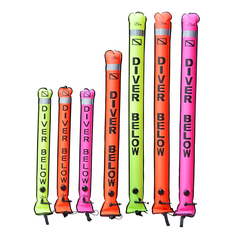 Diving SMB Signal 1.2M/1.5M/1.8M Diving Surface Marker Buoy Diver Below Scuba Diving Inflatable Signal Tube Safety Sausage