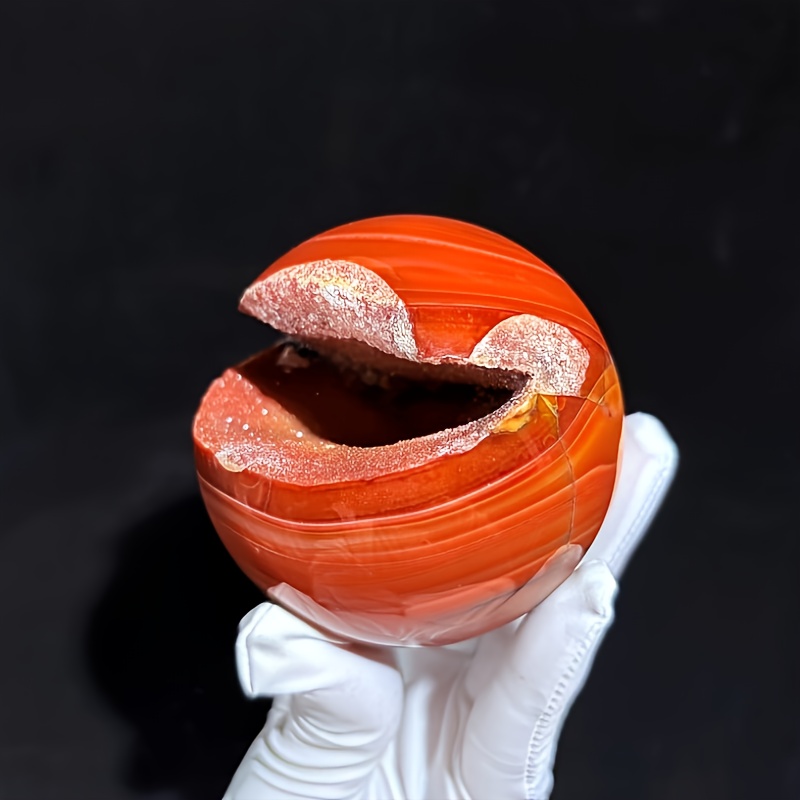 1 x rote rote Quarz-Quarzkugel – hohle glatte Oberfläche, glänzende Oberfläche, einzigartige Heimdekoration und für Halloween, Weihnachten
