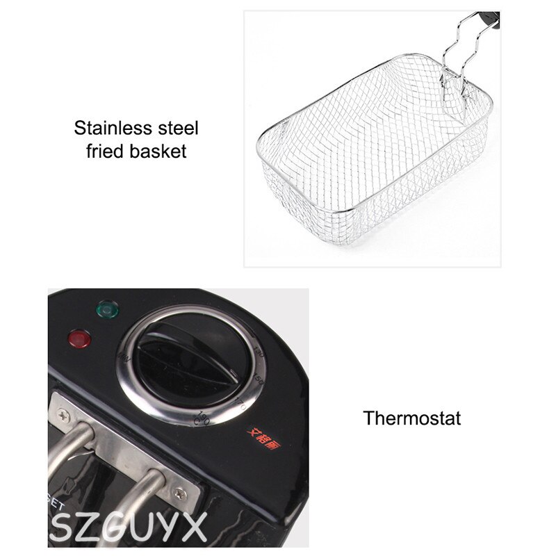 Electric Oil Deep Fryer Stainless steel Commercial Fried Chips Frying Pot Oven Pan French Fries Grill Machine 220V