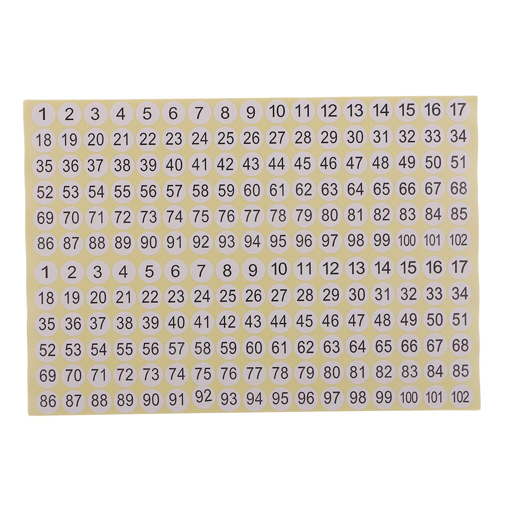 15 Sheets Number Stickers 1 to 102 Adhesive Sticke... – Grandado