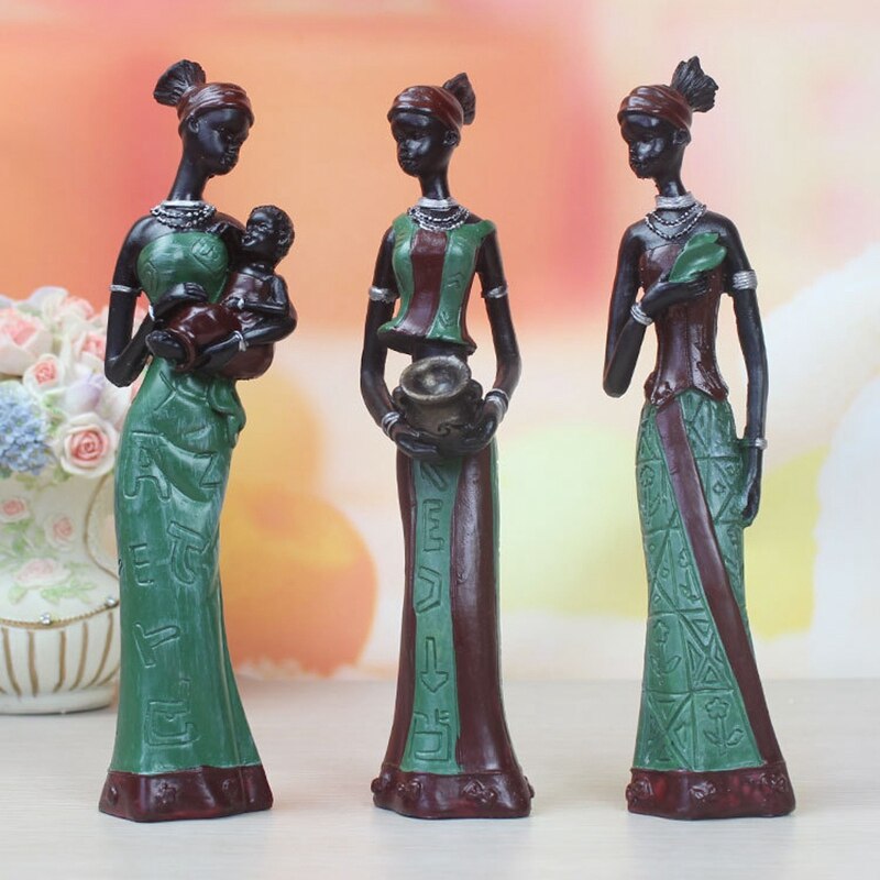 3 stuks retro vaas afrikaanse vrouw beeld exotische hars cultuur beeldjes set voor thuis hotel woonkamer decoratie ambachtelijke ornamenten jaar
