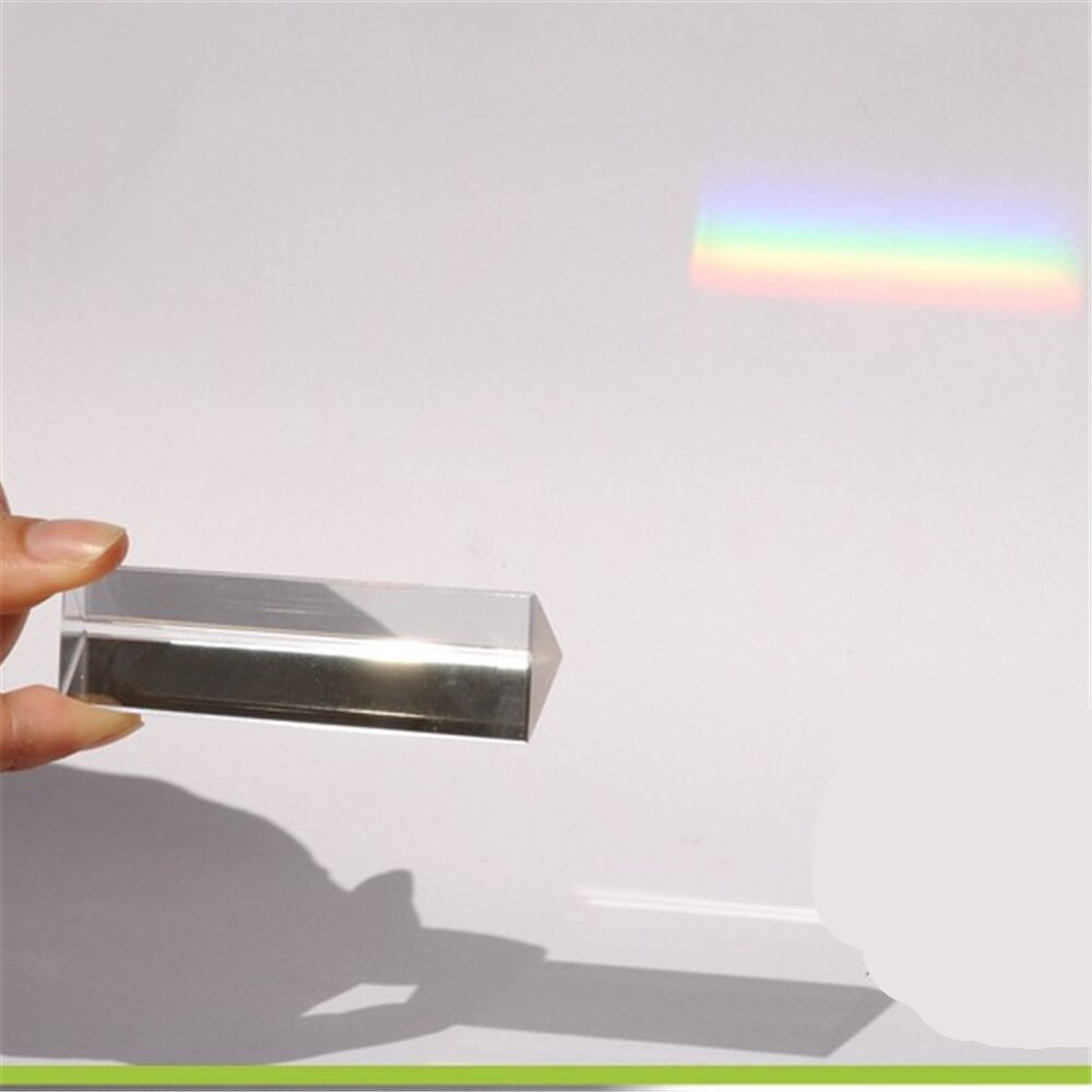 25 x 25 x 25 x 80mm optisk glas tredobbelt trekantet prisme fysik, der underviser i lysspektrum
