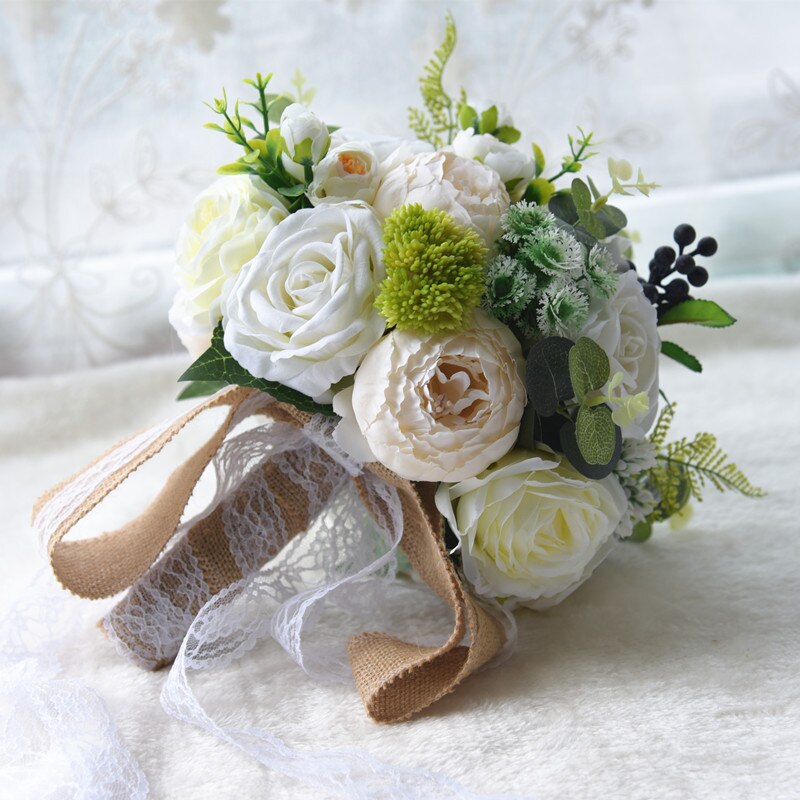 braut Strauß Elfenbein Rose Werfen Hochzeit Blumen Brautjungfer Bouque, Heimat dekoration, Emulation, hochzeit Strauß